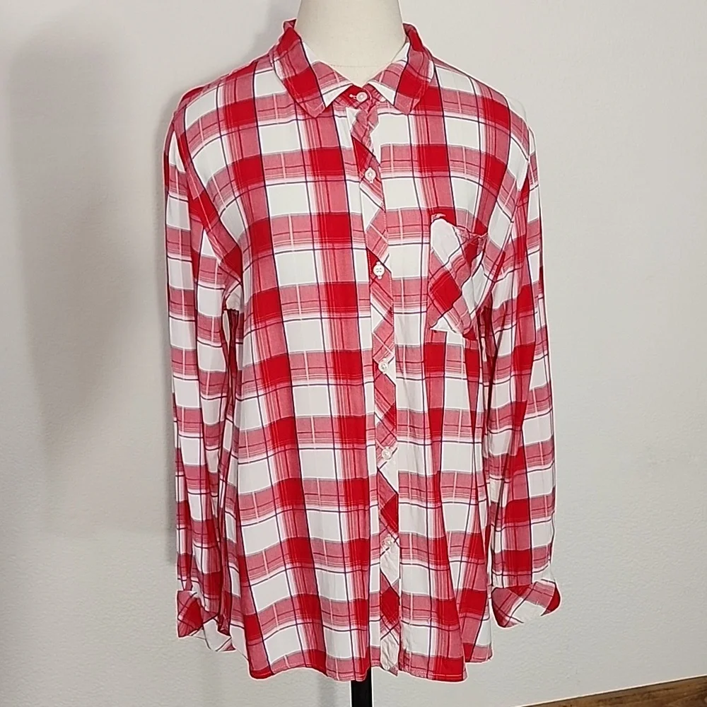 Rails Shirt Plaid Button Down Long Sleeve Red Size L - Picture 12 of 16
